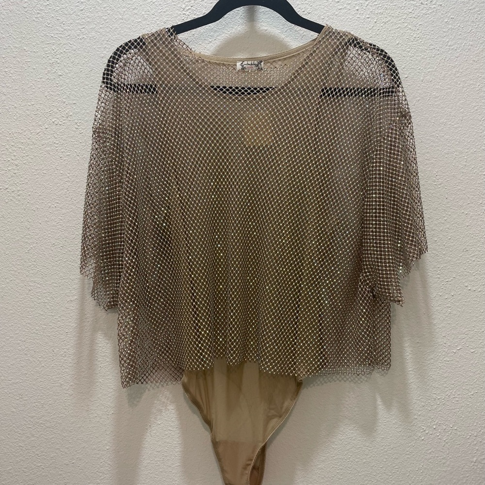 Free People Sequin Net Bodysuit NWT